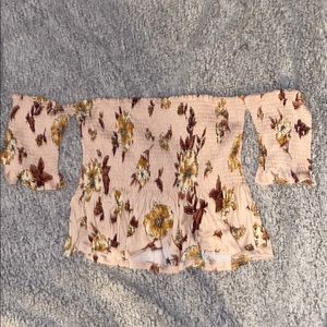 Pink Flora off the shoulder top